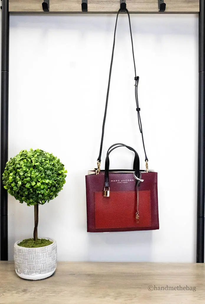 Marc Jacobs Grind Mini Leather Tote – Pomegranate Color block Crossbody Bag