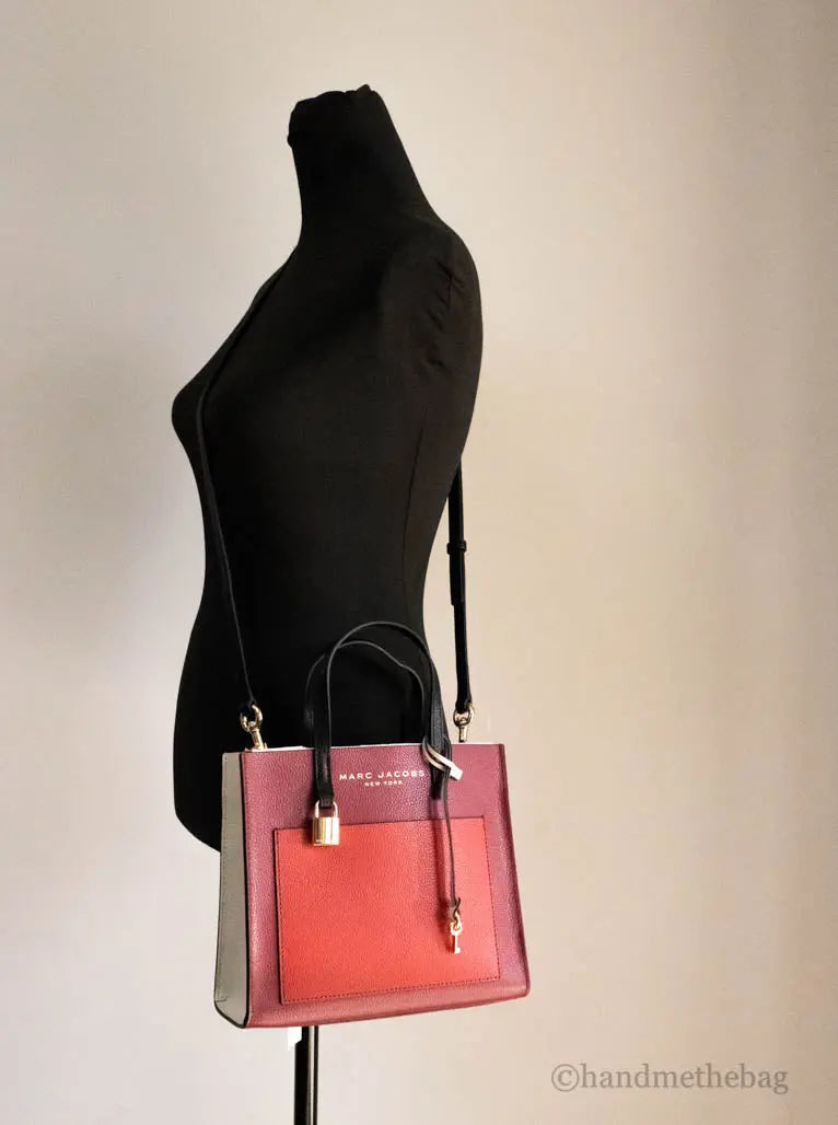 Marc Jacobs Grind Mini Leather Tote – Pomegranate Color block Crossbody Bag